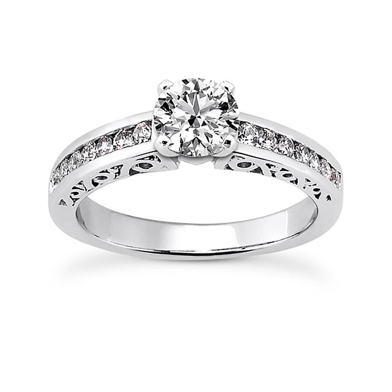 Ladies 14KT White Gold Platinum Fancy Engagement Set ENS816-A