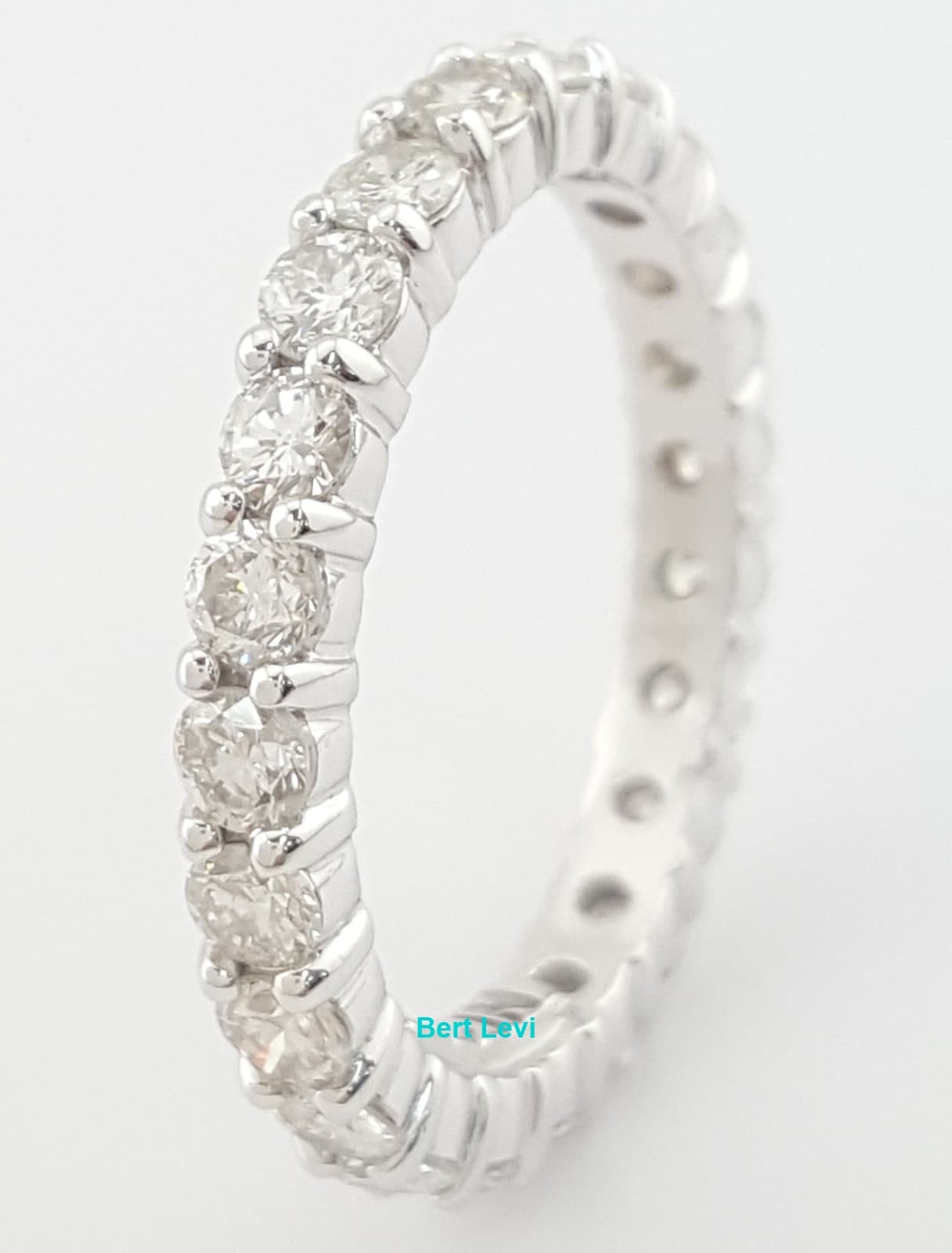 Round Diamond Full Circle Eternity Wedding Band Ring 1.72 ct 3 mm 14k White Gold