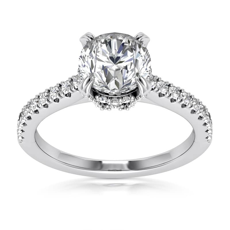 Ladies 14KT White Gold Platinum Fancy Engagement Set ENS2362-1.00-A