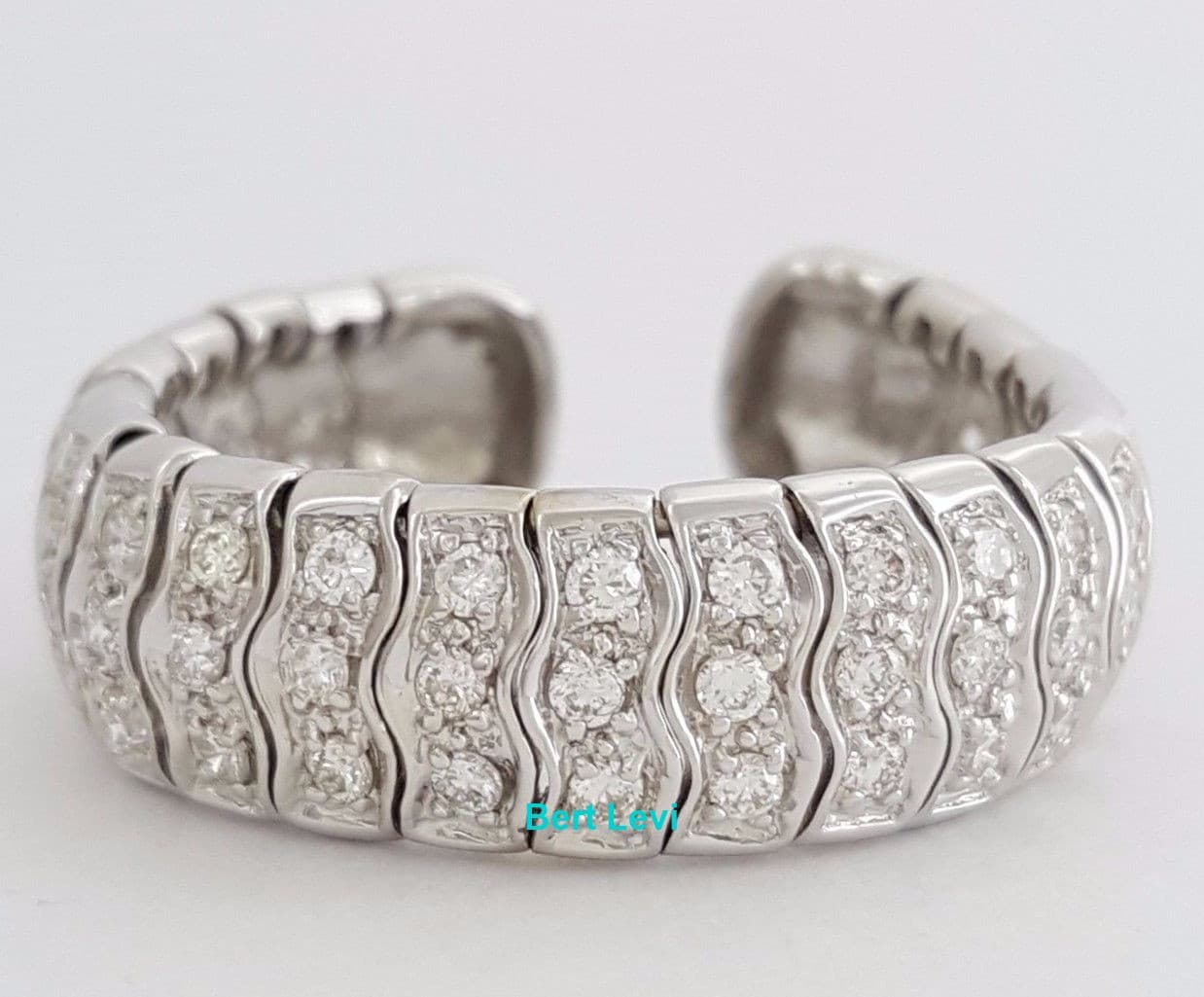 Round Brilliant Diamond Flexible Wedding Band Statement Ring 1 ct 18K White Gold