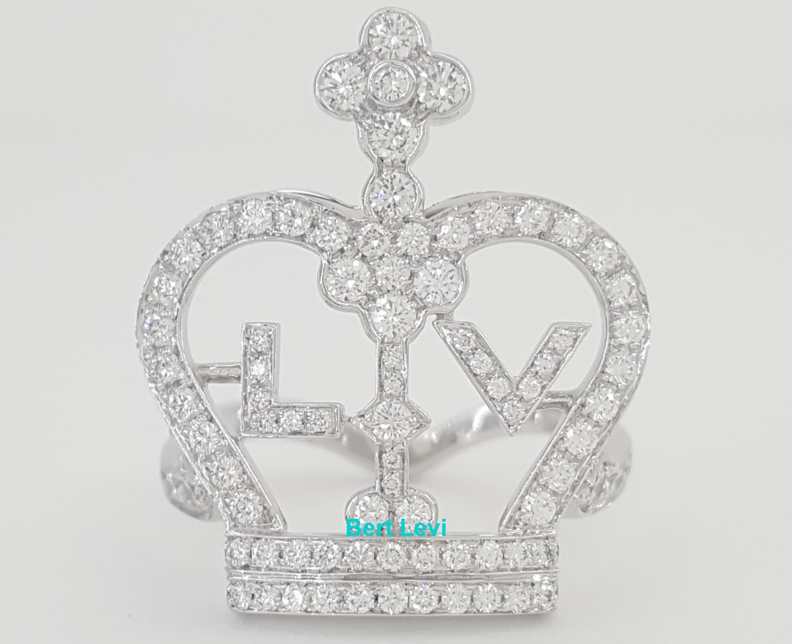 Louis Vuitton Diamond Blason Crown Ring 1.2 ct 18k White Gold