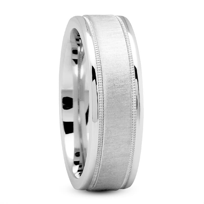 Mens 14KT White Gold Platinum Traditional Wedding Band M107