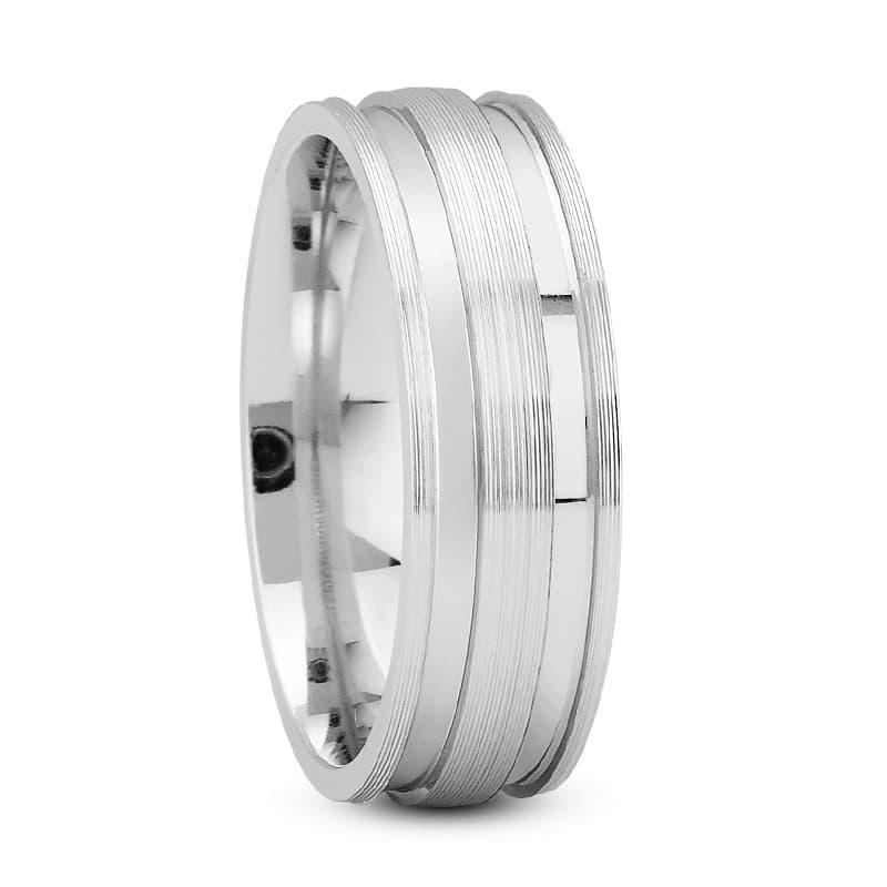Mens 14KT White Gold Platinum Traditional Wedding Band M555