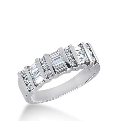 Ladies 14KT White Gold Platinum Diamond Wedding Band WB2118