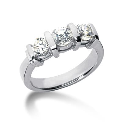 Ladies White Gold Platinum Round Diamond Three Stones Engagement Ring ENR6617