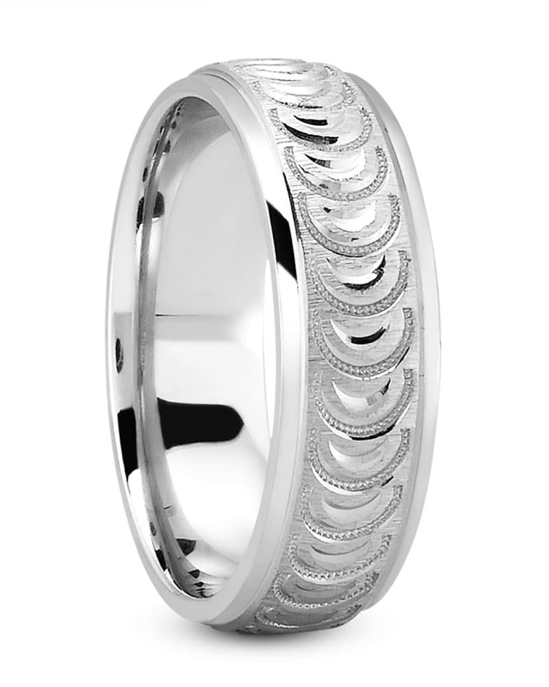 Mens 14KT White Gold Platinum Traditional Wedding Band M1009