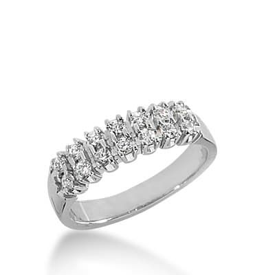 Ladies 14KT White Gold Platinum Round Diamond Wedding Band WB1654