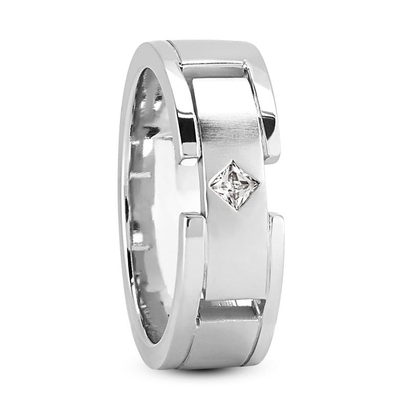 Ladies 14KT White Gold Platinum Traditional Wedding Band DB1204-8-PR