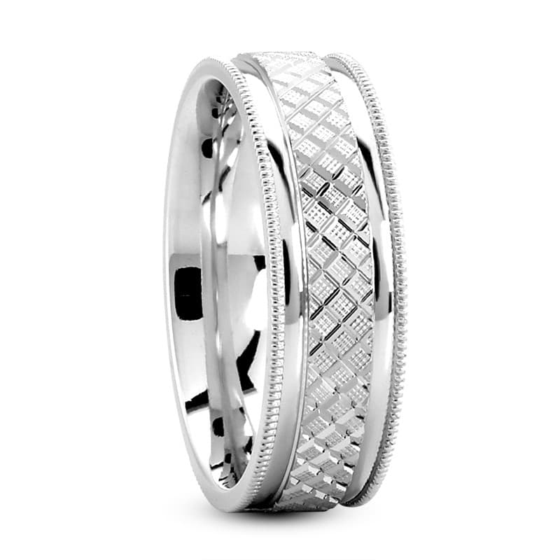 Mens 14KT White Gold Platinum Traditional Wedding Band m1149