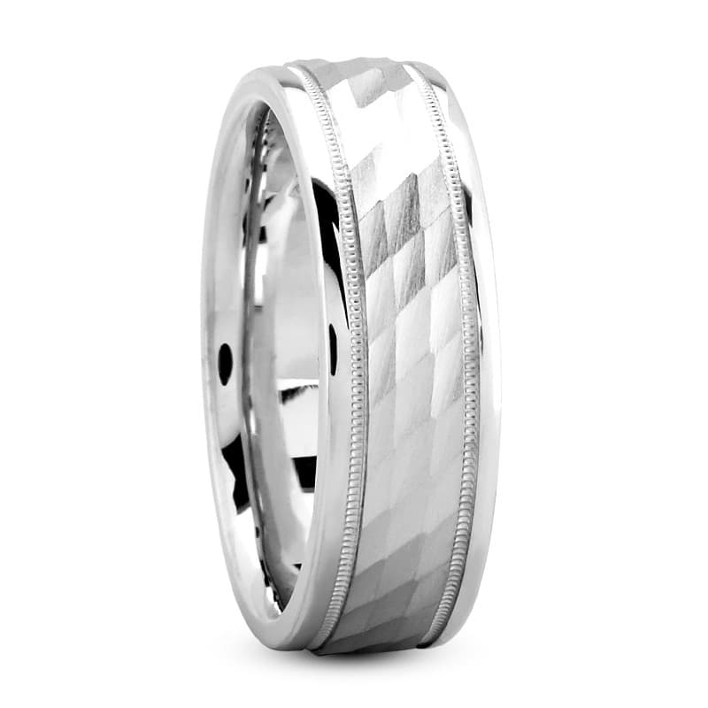 Mens 14KT White Gold Platinum Traditional Wedding Band M131