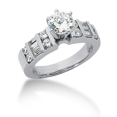 Ladies 14KT White Gold Platinum Fancy Engagement Set ENS825-A