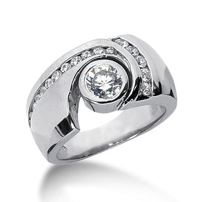 Ladies 14KT White Gold Platinum Round Diamond Fancy Engagement Ring ENR3171