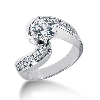 Ladies 14KT White Gold Platinum Fancy Engagement Ring ENR1368