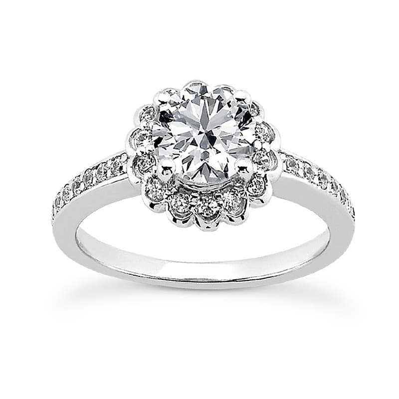 Ladies 14KT White Gold Platinum Halo Engagement Set ENS1871-A