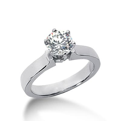 Ladies 14KT White Gold Platinum Solitaires Engagement Ring ENR930