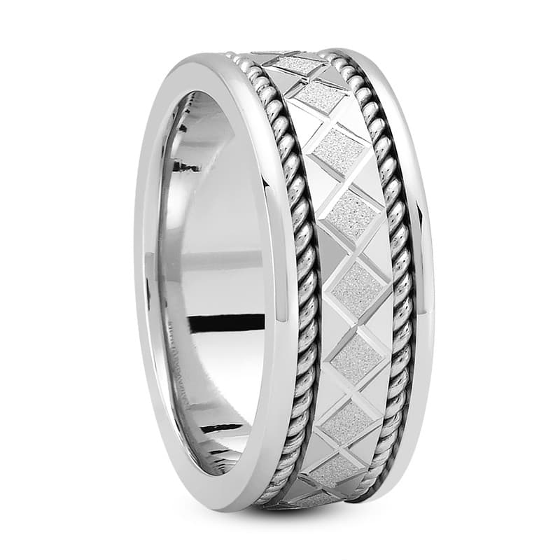 Ladies 14KT White Gold Platinum Traditional Wedding Band HM204