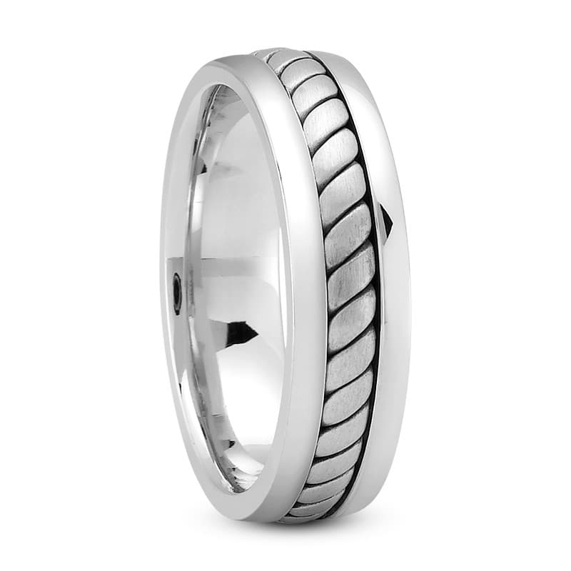 Ladies 14KT White Gold Platinum Traditional Wedding Band HM161
