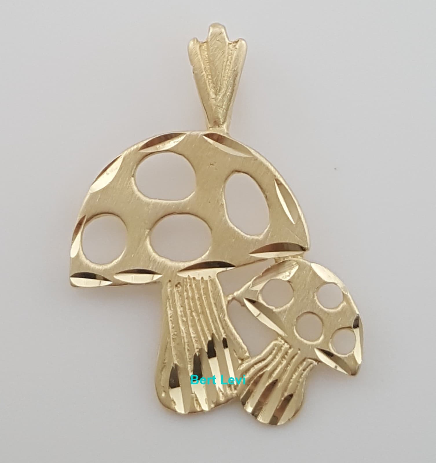 Gold Mushrooms Pendant 14k Yellow 1 Gram 22 x 16 mm