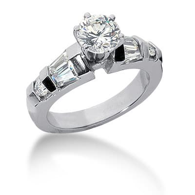 Ladies 14KT White Gold Platinum Fancy Engagement Set ENS558-A