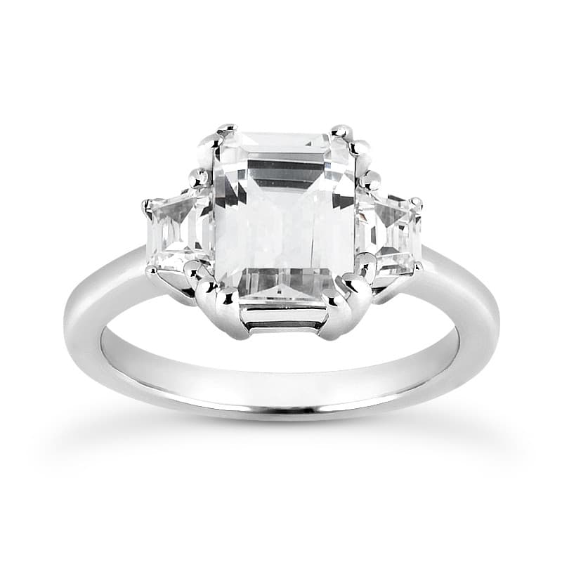 Ladies 14KT White Gold Platinum Three Stones Engagement Ring ENR7981