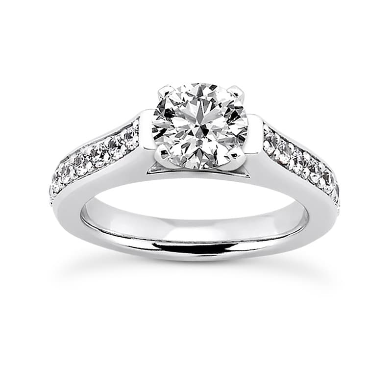 Ladies 14KT White Gold Platinum Fancy Engagement Set ENS1102-A