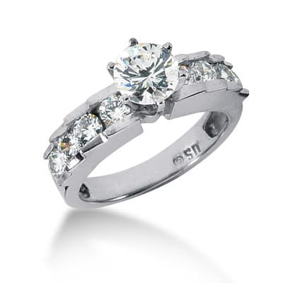 Ladies 14KT White Gold Platinum Fancy Engagement Set ENS578-A