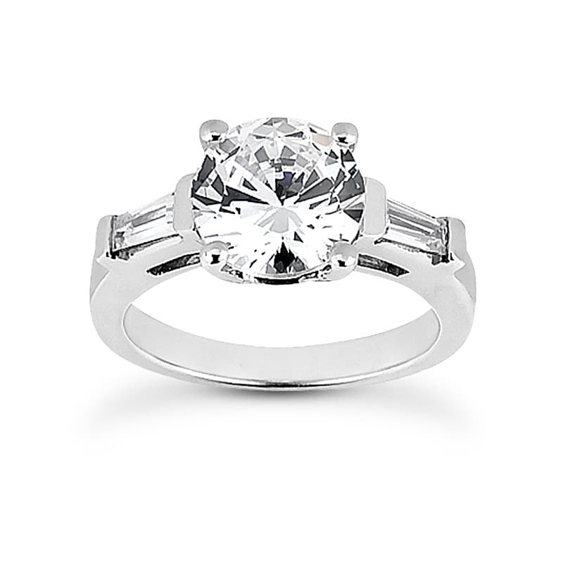 Ladies 14KT White Gold Platinum Three Stones Engagement Set ENS229-A