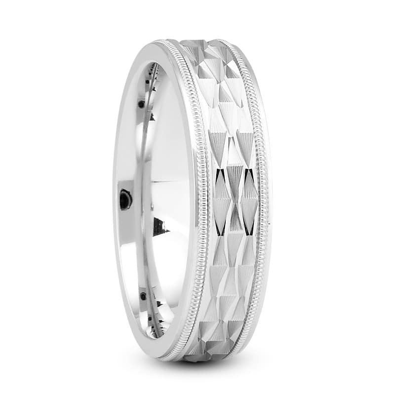 Mens 14KT White Gold Platinum Traditional Wedding Band M661