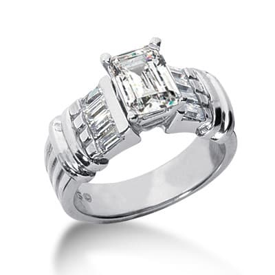 Ladies 14KT White Gold Platinum Fancy Engagement Ring ENR2184
