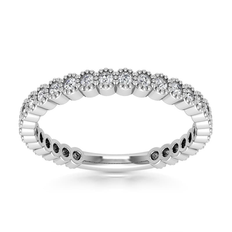 Ladies 14KT White Gold Platinum Diamond Wedding Band WB5382