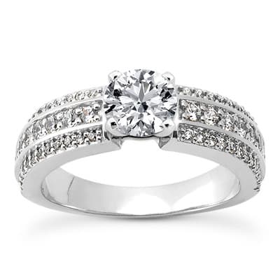 Ladies 14KT White Gold Platinum Fancy Engagement Set ENS4219-A