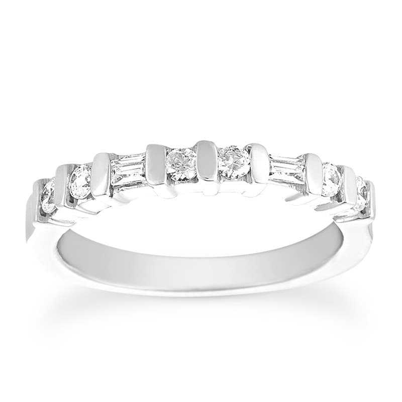 Ladies 14KT White Gold Platinum Diamond Wedding Band WB1023
