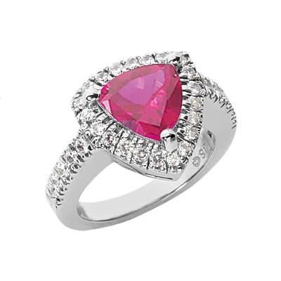 Ladies 14KT White Gold Platinum Color Stone Ring CSR1171