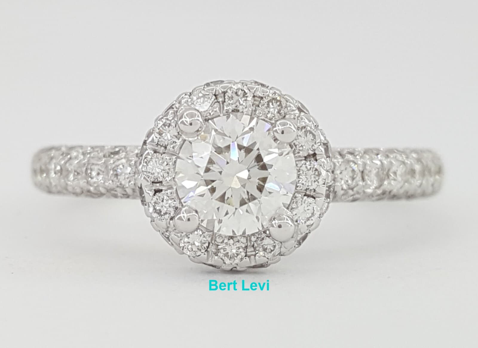 Round Brilliant Diamond 1.16 ct Halo Engagement Ring 14k White Gold Rtl $4995