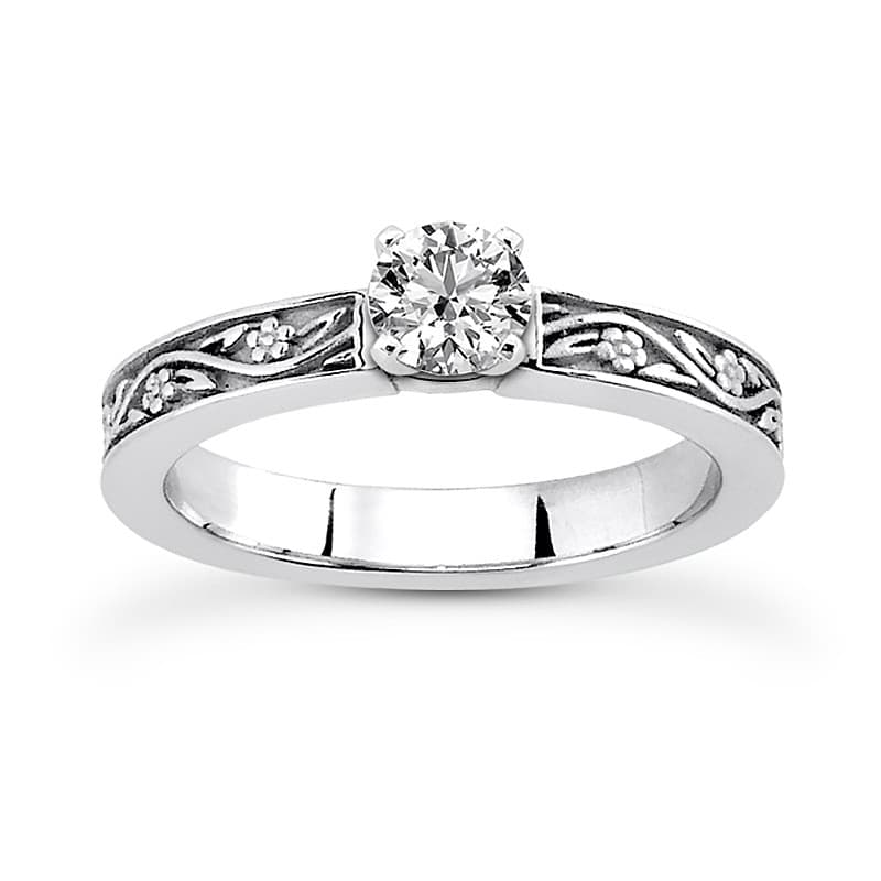 Ladies 14KT White Gold Platinum Solitaire Engagement Set ENS3545-A