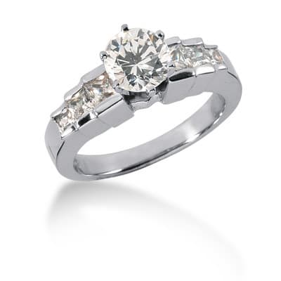 Ladies 14KT White Gold Platinum Fancy Engagement Set ENS767-A