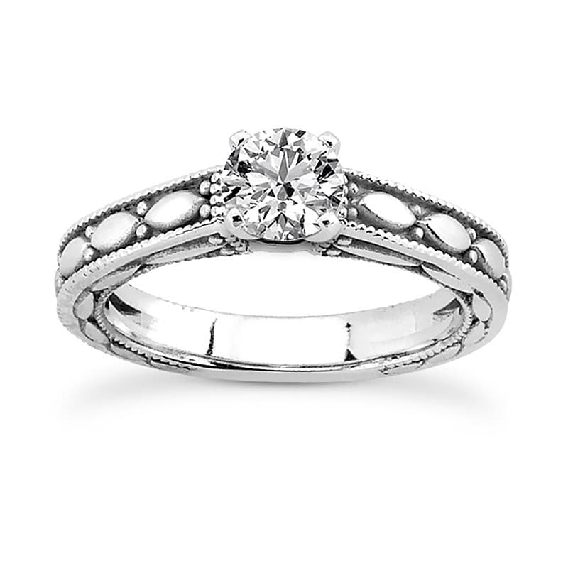 Ladies 14KT White Gold Platinum Solitaire Engagement Set ENS3604-A