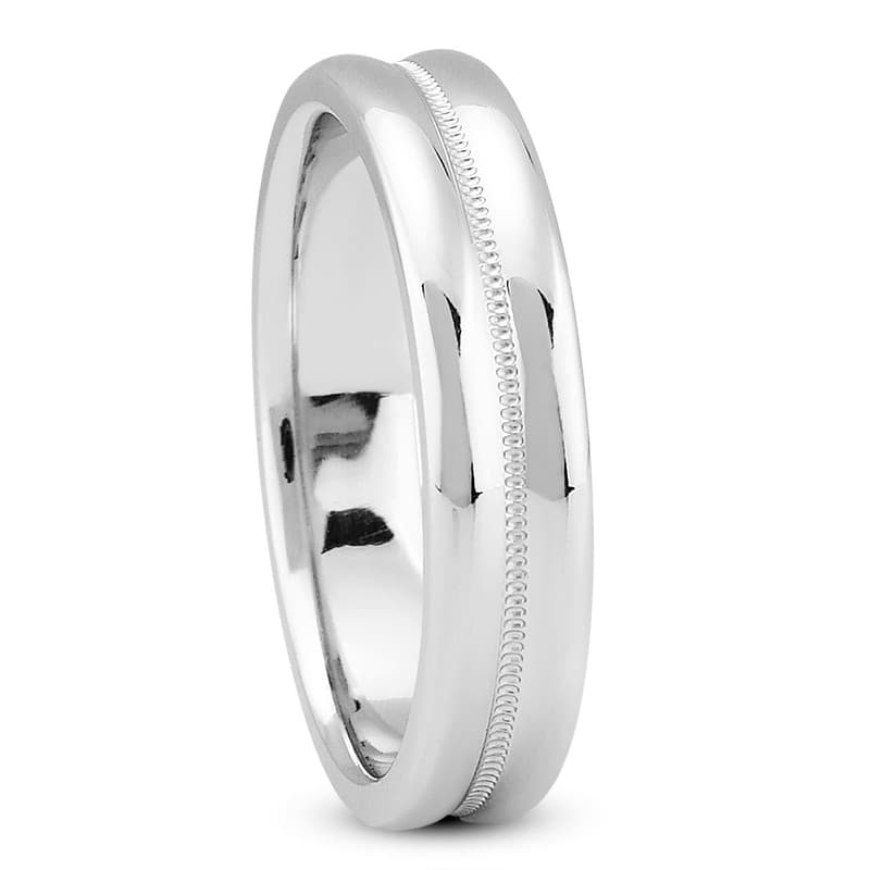 Mens 14KT White Gold Platinum Traditional Wedding Band M325