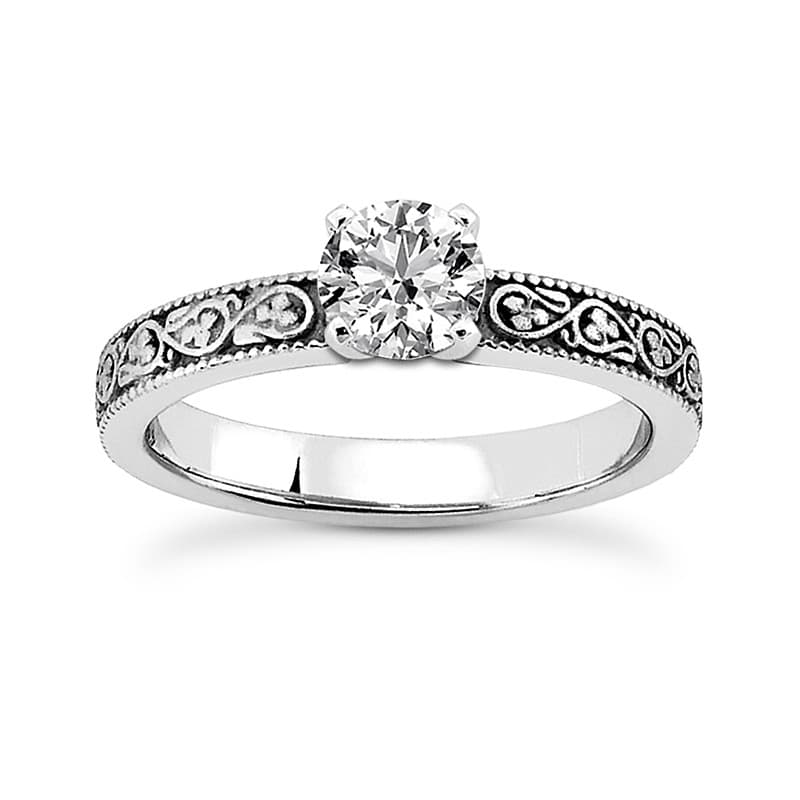 Ladies 14KT White Gold Platinum Solitaire Engagement Set ENS3627-A