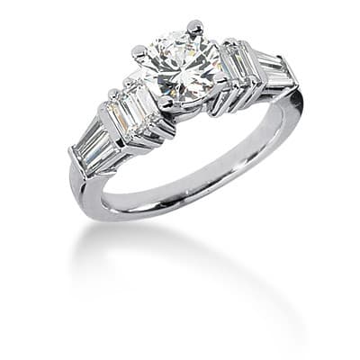 Ladies 14KT White Gold Platinum Fancy Engagement Set ENS408-A