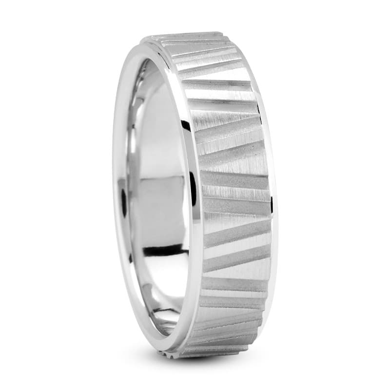 Mens 14KT White Gold Platinum Traditional Wedding Band M1121