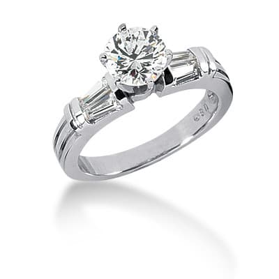 Ladies 14KT White Gold Platinum Tailored Engagement Set ENS346-A
