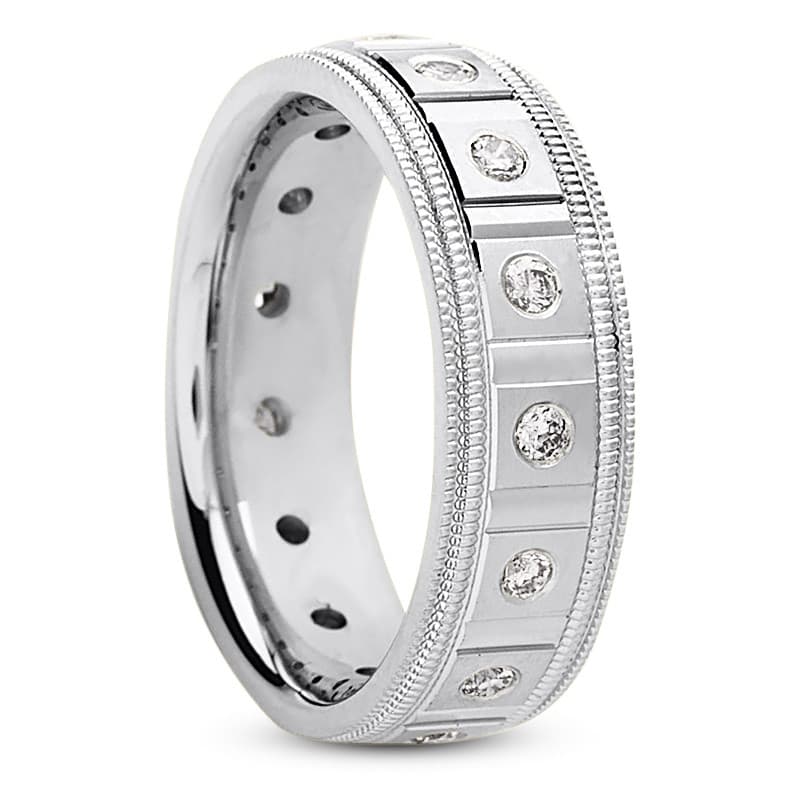Ladies 14KT White Gold Platinum Traditional Wedding Band DB1105