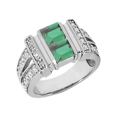 Ladies 14KT White Gold Platinum Princess Cut Diamond Color Stone Ring CSR129-4x4
