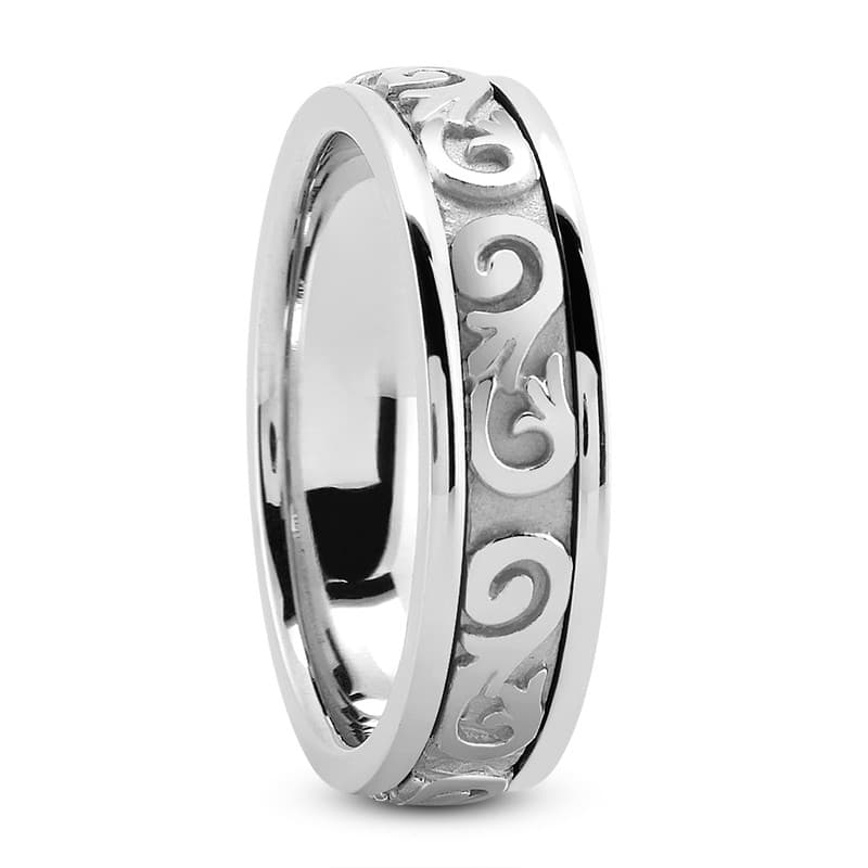 Ladies 14KT White Gold Platinum Traditional Wedding Band HM261