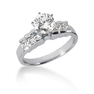 Ladies 14KT White Gold Platinum Fancy Engagement Set ENS525-A