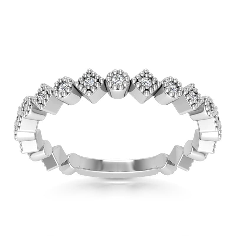 Ladies 14KT White Gold Platinum Diamond Wedding Band WB5379