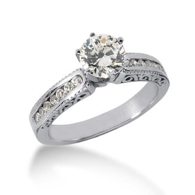 Ladies 14KT White Gold Platinum Fancy Engagement Set ENS813-A
