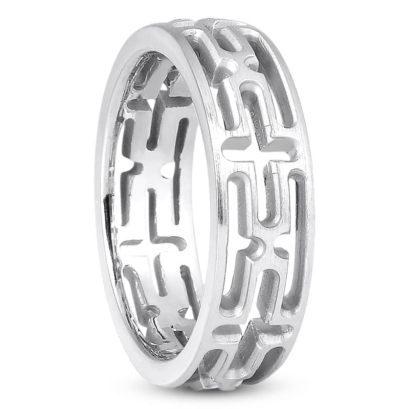 Mens 14KT White Gold Platinum Traditional Wedding Band M436