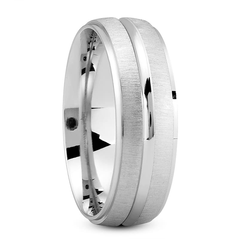 Mens 14KT White Gold Platinum Traditional Wedding Band M170